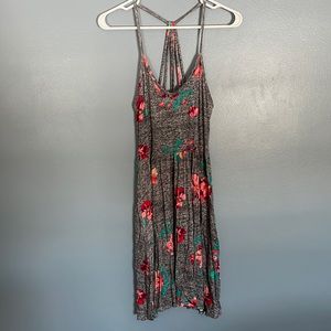 Beautiful floral Heather gray skater dress size medium flowy